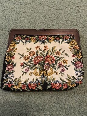Floral Needlepoint Vintage Clutch Bag